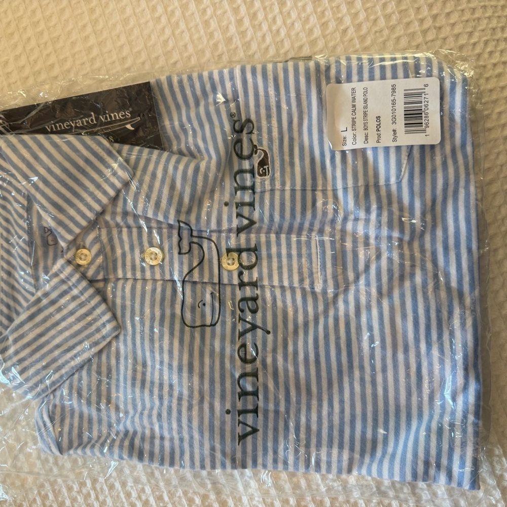 Vineyard Vines Blue and White Striped Kids Polo